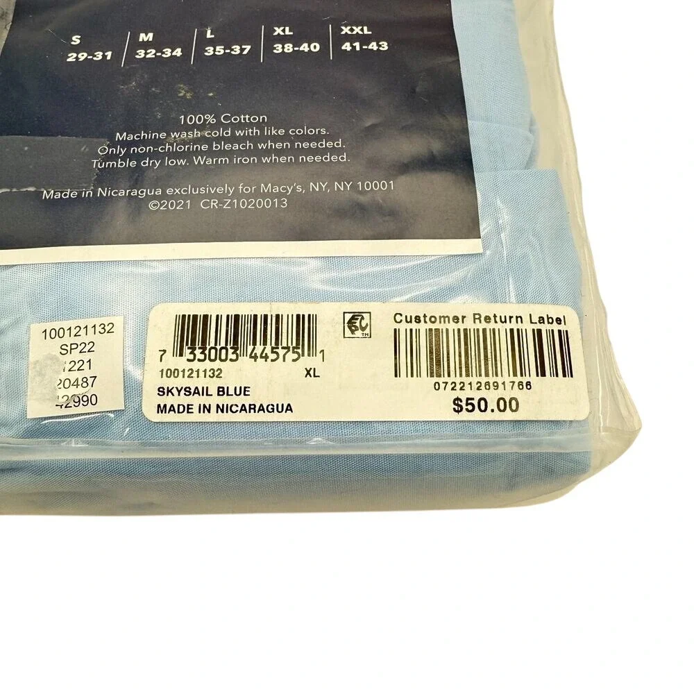 Club‎ Room Men's Woven Boxers 4-Pack XL Sky Sail Blue 100% Cotton NWT